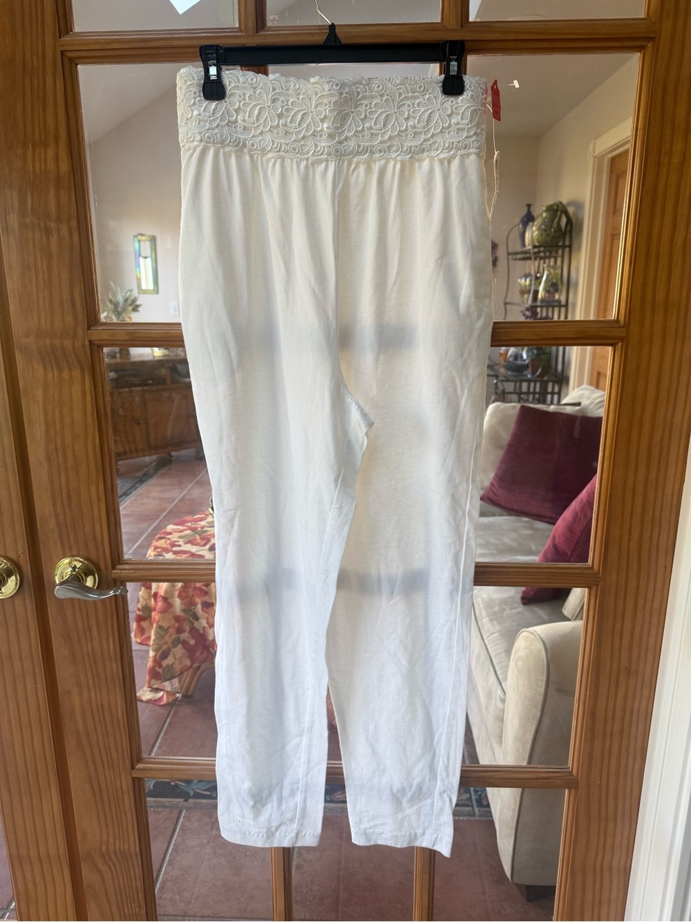 OBR White Crochet Waist Ankle Pants
